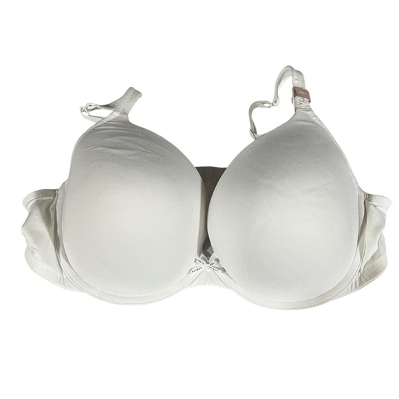 CACIQUE ~ NEW The Cotton Collection White Boost Plunge Bra 46DD - Picture 1 of 7